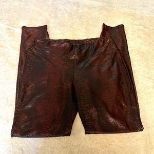 Inc Women's Pants Snake-Print Leggings Mid-Rise Stretch Brown Shinky L